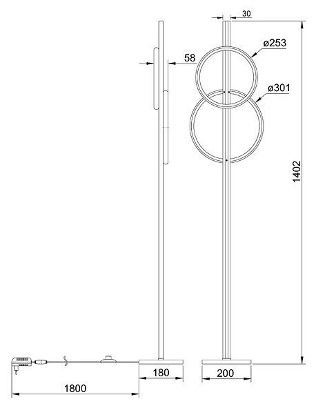 Торшер Arte Lamp Fluido A3913PN-24BK от Arte Lamp