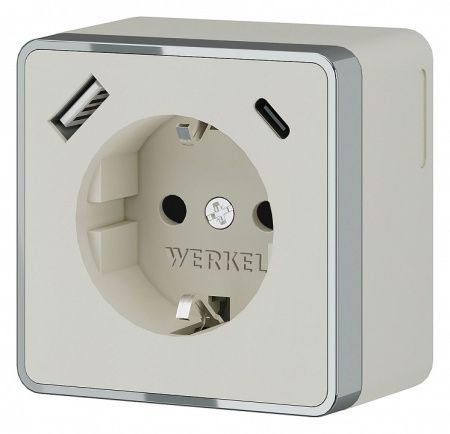 Розетка с заземлением и со шторками и USB Werkel Gallant (слоновая кость) W5071703