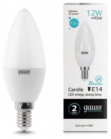 Лампа светодиодная Gauss Led Elementary E14 12Вт 4100K 33122