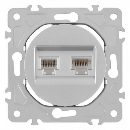 Розетка двойная RJ-11 и Ethernet RJ-45, без рамки Arte Milano am-202 202.44-1.silver