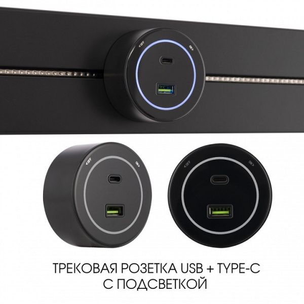 Розетка USB и type C на треке Arte Milano Am-track-sockets-39 399732TS/USB-Type-C Black от Arte Milano