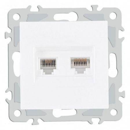 Розетка двойная RJ-11 и Ethernet RJ-45, без рамки Arte Milano am-206 206.44-1.white