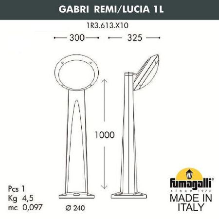 Наземный высокий светильник Fumagalli Lucia 1R3.613.020.LYE27