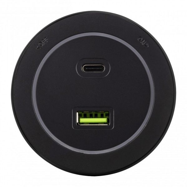 Розетка USB и type C на треке Arte Milano Am-track-sockets-39 399731TS/USB-Type-C Black от Arte Milano