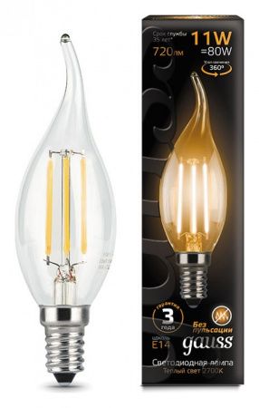 Лампа светодиодная Gauss LED Filament E14 11Вт 2700K 104801111