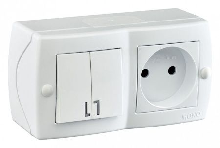 Блок с розеткой и выключателем Mono Electric Octans IP20 104-010101-182