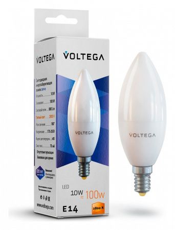 Лампа светодиодная Voltega Candle 10W E14 10Вт 2800K 7064