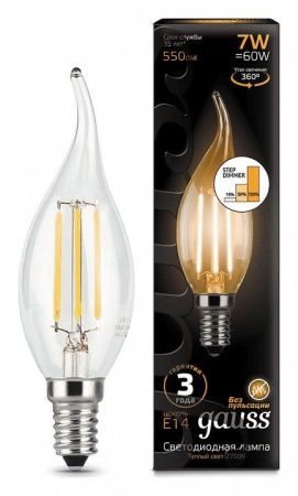 Лампа светодиодная Gauss LED Filament Candle tailed E14 7Вт 2700K 104801107-S