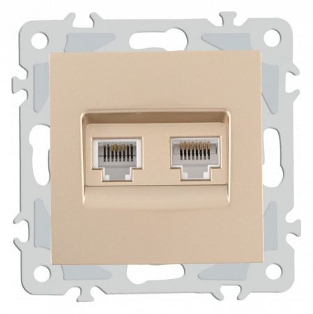 Розетка двойная RJ-11 и Ethernet RJ-45, без рамки Arte Milano am-206 206.44-1.shampan