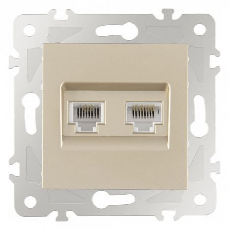 Розетка двойная RJ-11 и Ethernet RJ-45, без рамки Arte Milano am-203 203.44-1.shampan