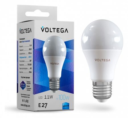 Лампа светодиодная Voltega General purpose bulb 11W E27 11Вт 4000K 5738