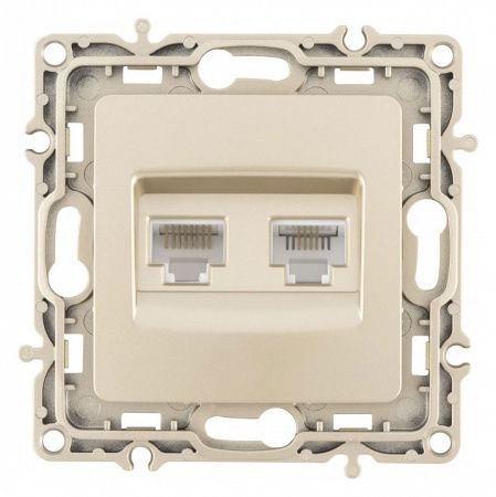 Розетка двойная RJ-11 и Ethernet RJ-45, без рамки Arte Milano am-217 217.44-1.shampan