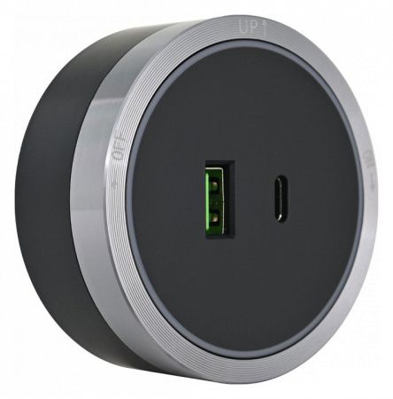 Розетка USB и type C на треке Arte Milano Am-track-sockets 380066TS LED/USB-Type-C Grey