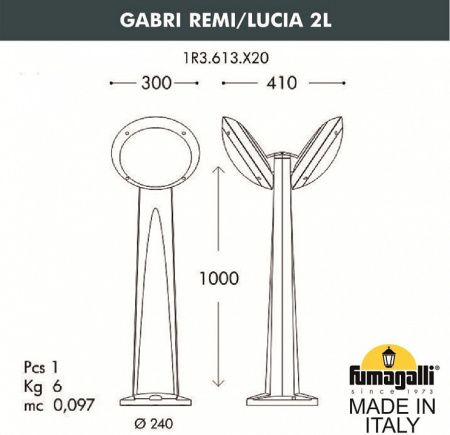 Наземный высокий светильник Fumagalli Lucia 1R3.613.X20.LYE27