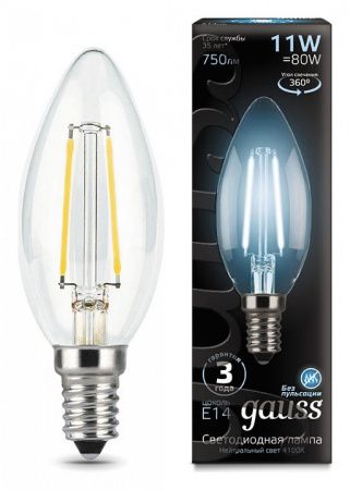 Лампа светодиодная Gauss LED Filament E14 11Вт 4100K 103801211